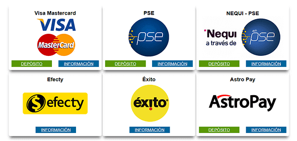 Seleccionar método de depósito Seleccionar método de depósito