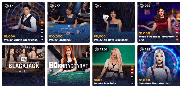Juega a juegos en vivo en el casino Wplay Selecciona el juego